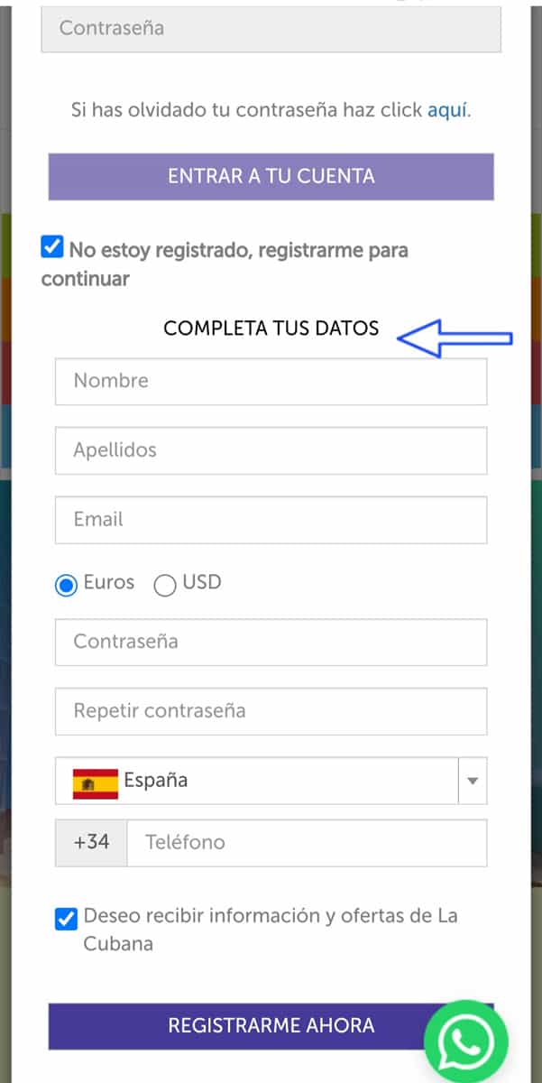 completa tus datos