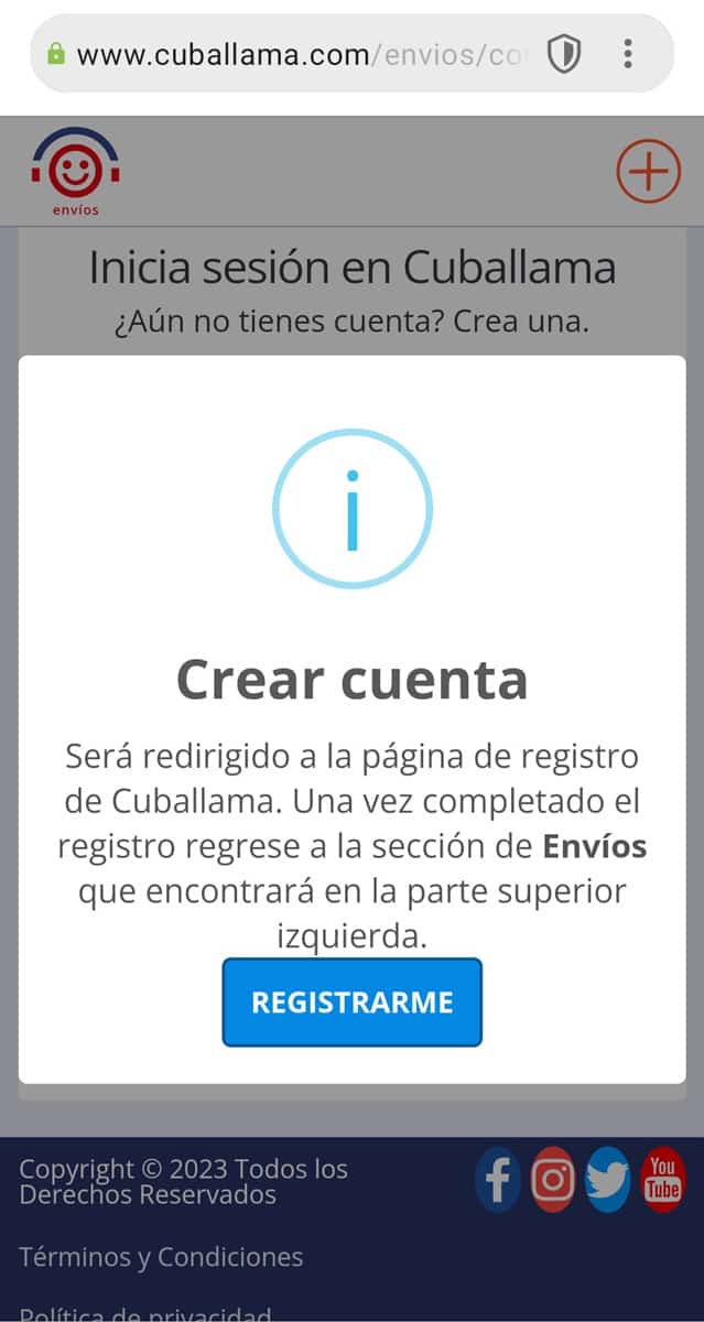 registrarse cuballama