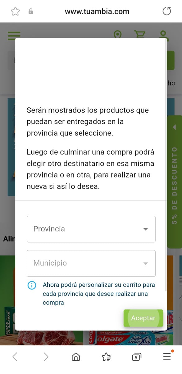 seleccionar provincia y municipio