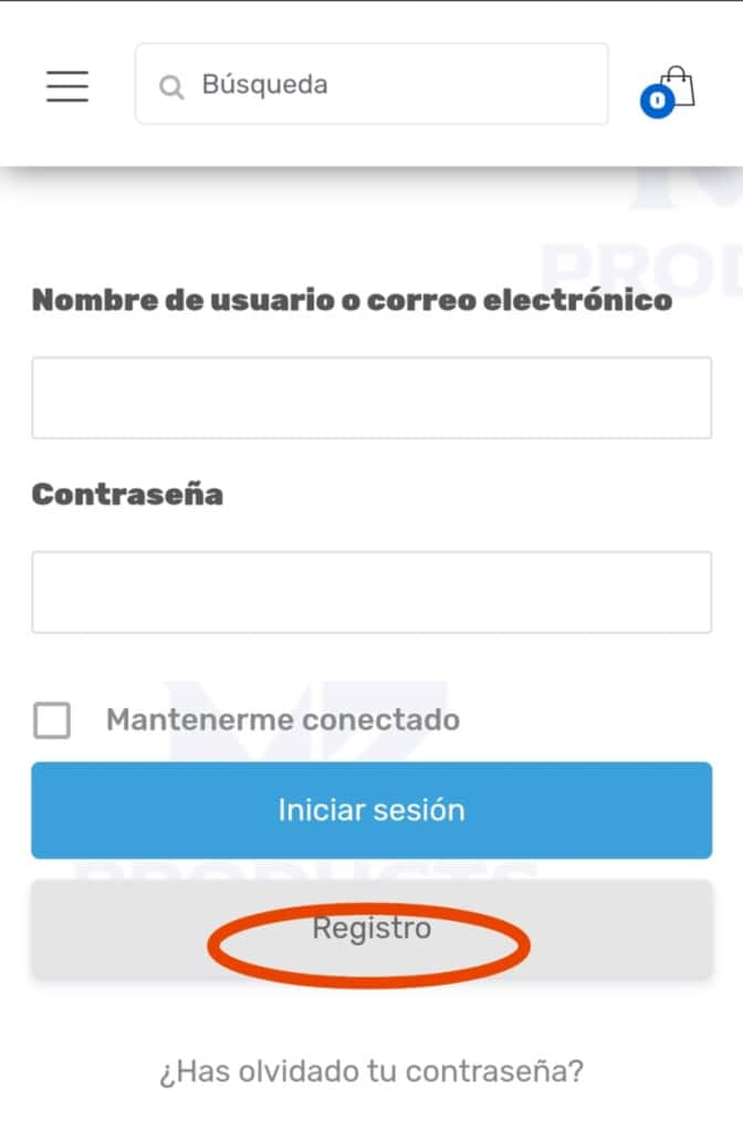 Procesó de Registro en Tienda