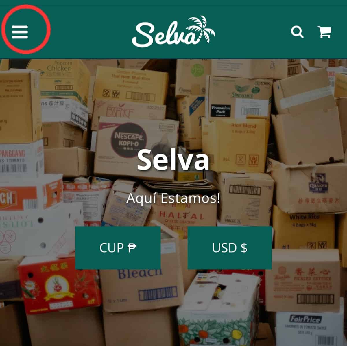 Icono de Menú en Tienda Online Selva