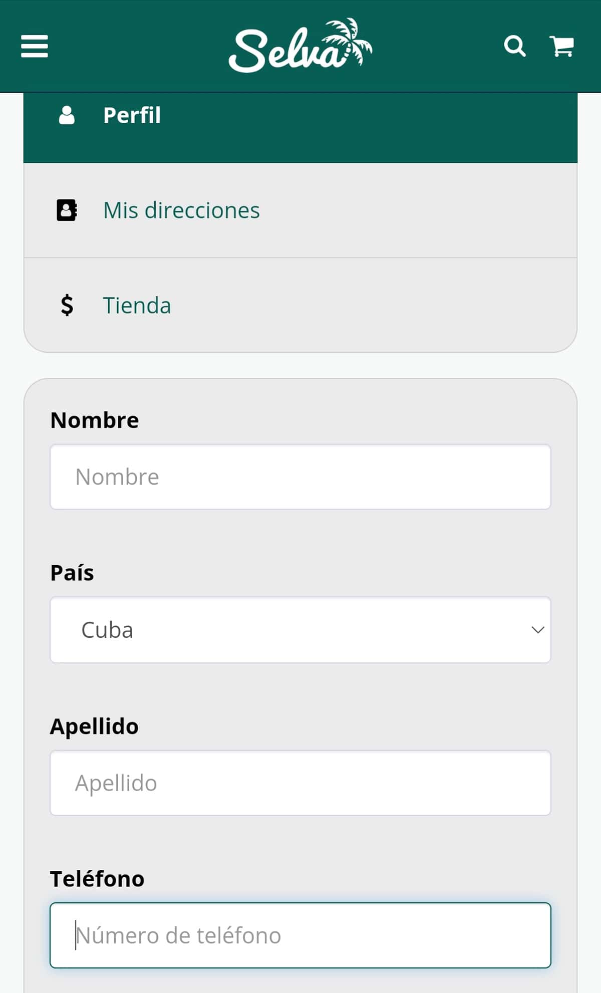 Cuestionario de Datos Para Registrarse en Selva