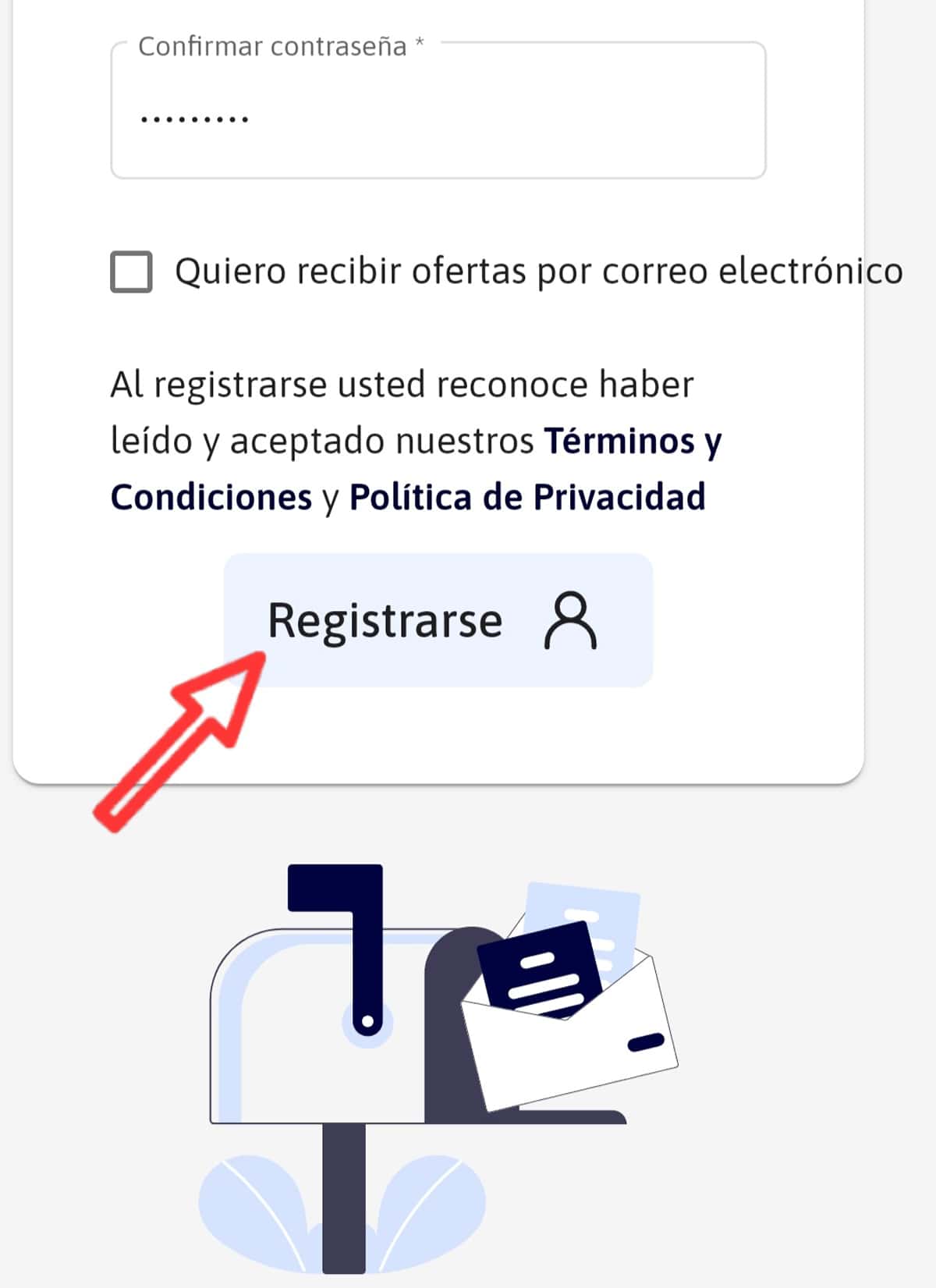 Botón para Registrarse en la Tienda Aeroenvió