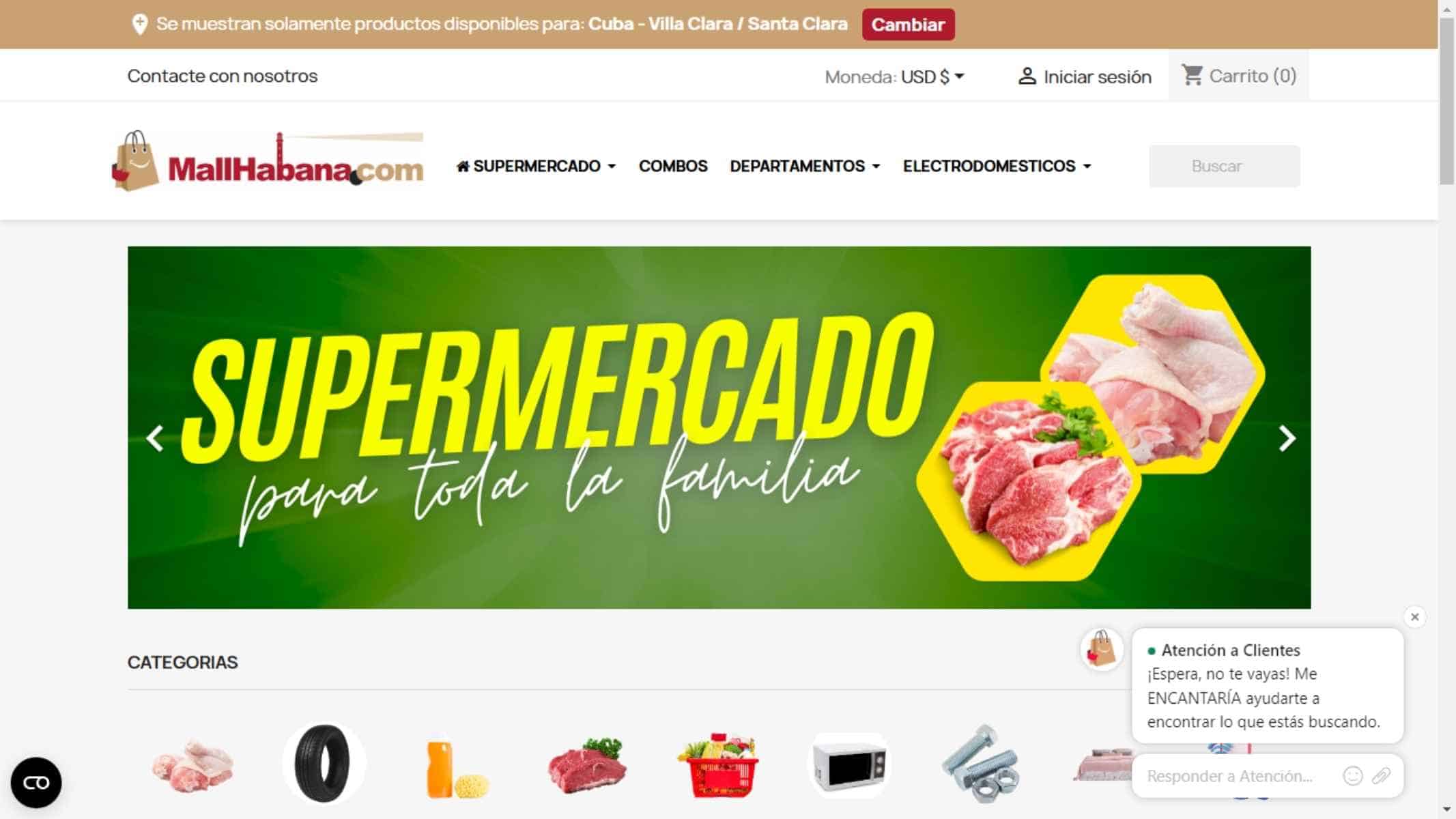 Página de Inicio de Tienda Online MallHabana